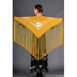 Châles espagnols modèle Châle Toscana - Broderie en tons corail Noir