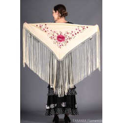 Mantoncillos de flamenca modelo Mantoncillo Toscana - Bordado Rosa/Burdeos Negro