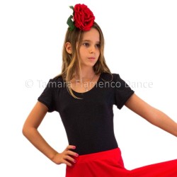 Body/T-shirt flamenco GIRL modèle Body Tamara (manches courtes) pour enfant - Polyamide Noir