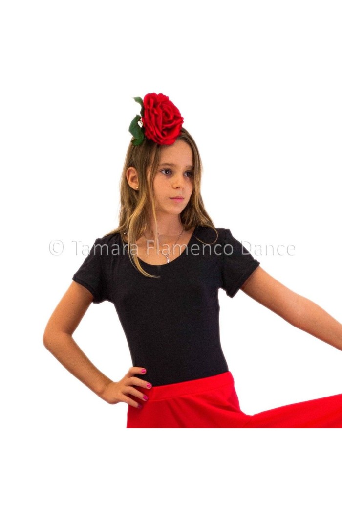 Body/T-shirt flamenco GIRL modèle Body Tamara (manches courtes) pour enfant - Polyamide Blanc