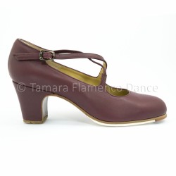 Outlet Chaussures flamencos modèle Chaussures de flamenco Cruzado (Taille 35) - Bordeaux - Cuir - Même matériau et couleur - Classique 6 cm - Normal Bordeaux