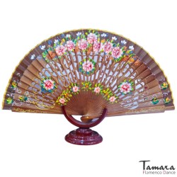 Abanicos y Pericones modelo Abanico español pintado (23 cm) - Diseño 3 Marron Nogal