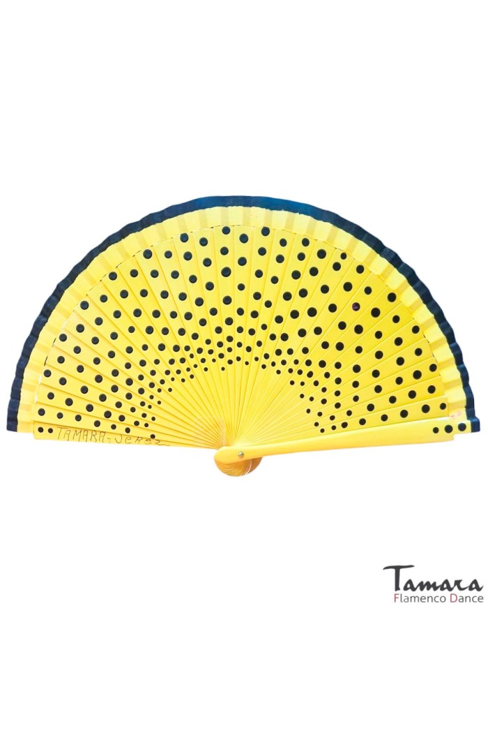  Spanish fans model Flamenco fan (19 cm) - Hand painted black polka dots Terracotta