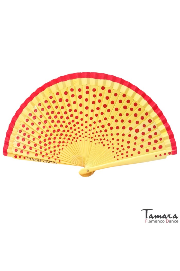 Eventails modèle Eventail flamenco (19 cm) - peint à la main, à pois rouge Vert d'eau