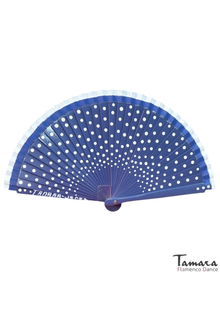  Spanish fans model Flamenco fan (19 cm) - Hand painted white polka dots Sky Blue