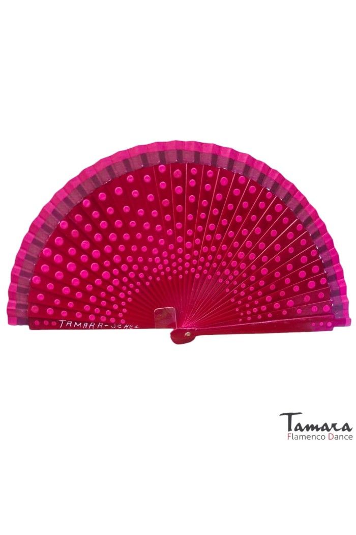  Spanish fans model Hand painted fan (19 cm) - Fuxia polka dots Sky Blue