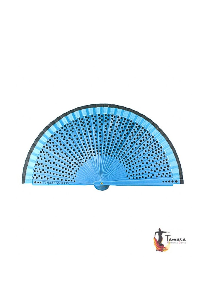  Spanish fans model Flamenco fan (19 cm) - Hand painted black polka dots Terracotta