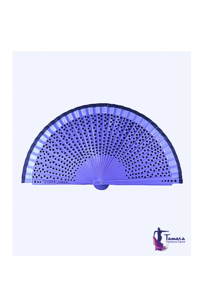  Spanish fans model Flamenco fan (19 cm) - Hand painted black polka dots Purple
