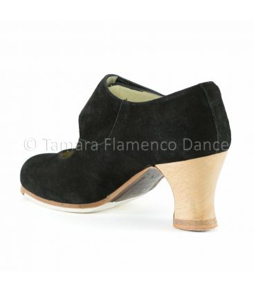 zapatos de flamenco profesionales personalizables - Begoña Cervera - Velcro ante negro y tacon visto trasera