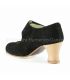 flamenco shoes professional for woman - Begoña Cervera - Velcro clack suede with visto heel back