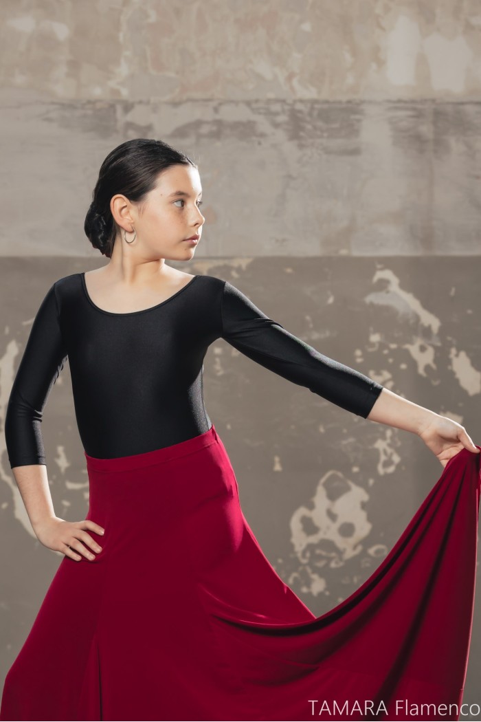 Body/Camiseta flamenca NIÑA modelo Body flamenco manga larga Niña - Lycra Negro