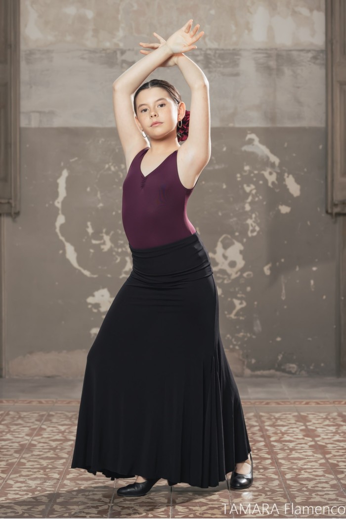 Body/Camiseta flamenca NIÑA modelo Body flamenco tiranta Orive Niña - Lycra Negro