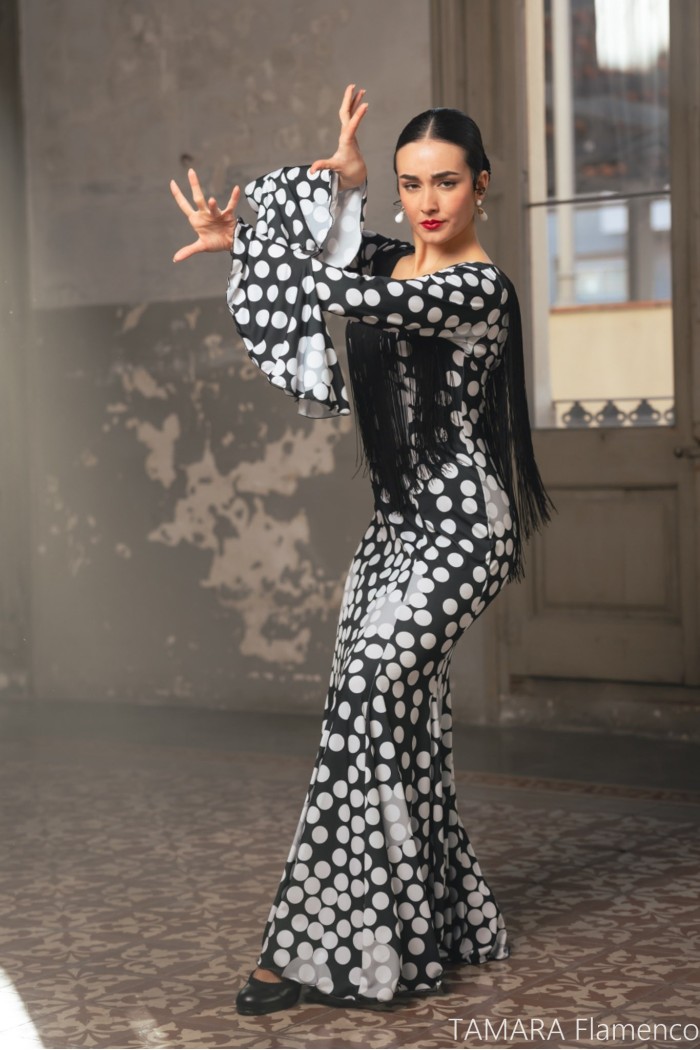 Robes flamenco FEMME modèle Robe Alosno - Tricot élastique Imprimé Imprimé floral coloré