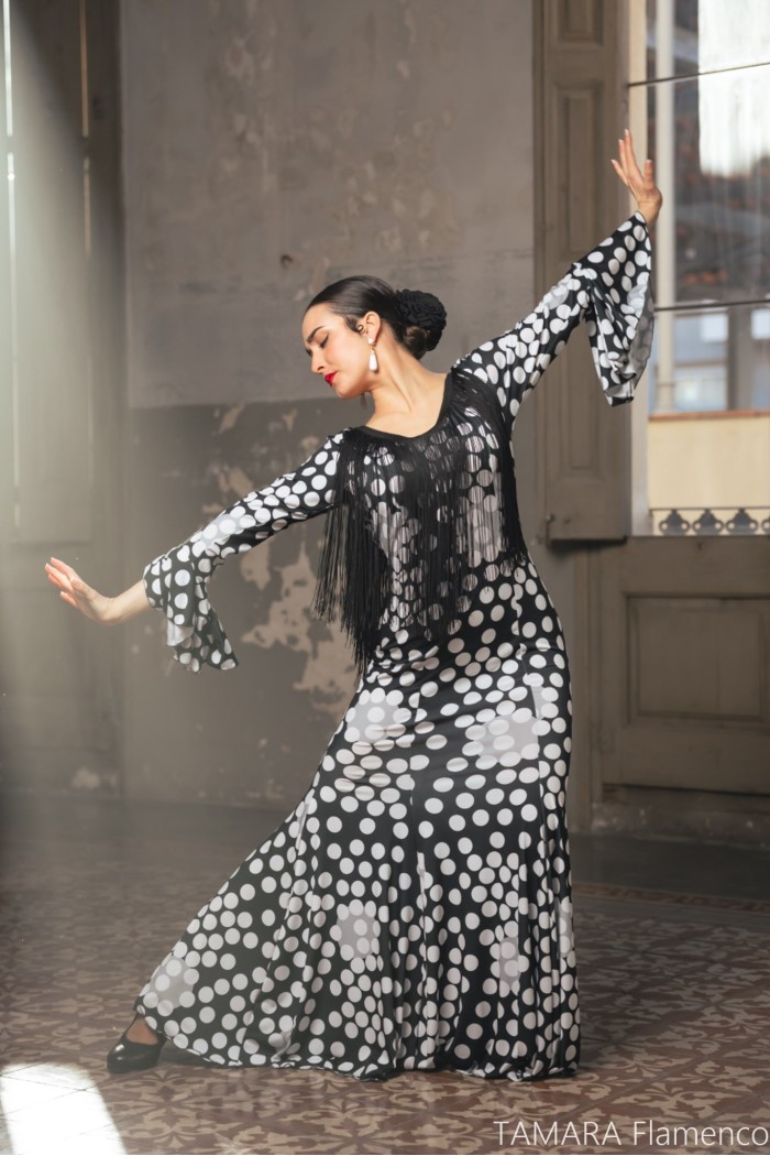 Robes flamenco FEMME modèle Robe Alosno - Tricot élastique Imprimé Imprimé floral coloré