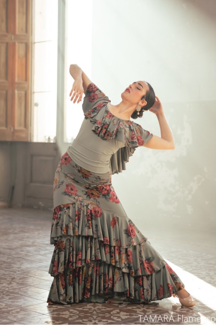 Faldas flamencas MUJER modelo Falda flamenco Lusso - Punto elástico Estampado Estampado lunar blanco