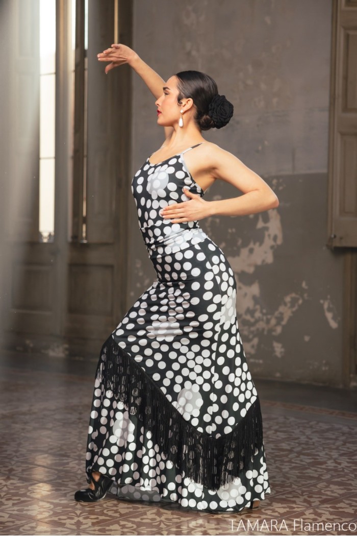 Faldas flamencas MUJER modelo Falda flamenco Quimera - Punto elástico Estampado Estampado lunar blanco