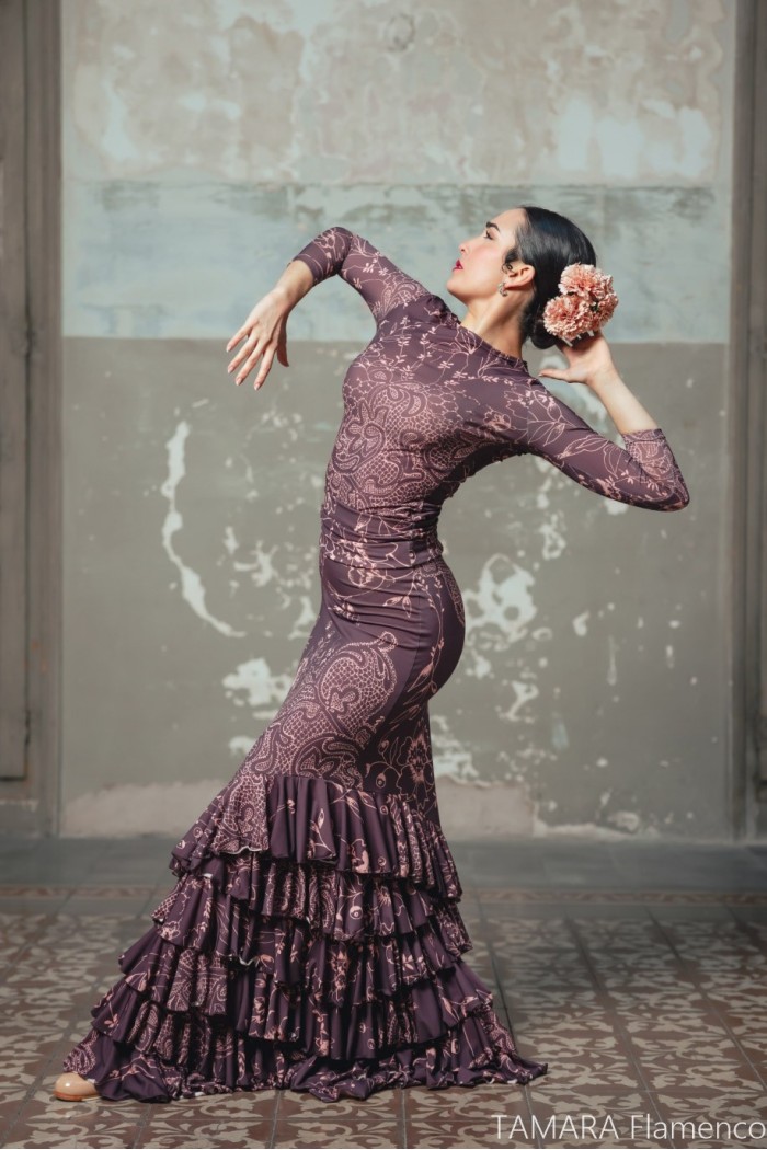 Body/Camiseta flamenca MUJER modelo Camiseta Bea - Punto elástico Estampado floral colorido