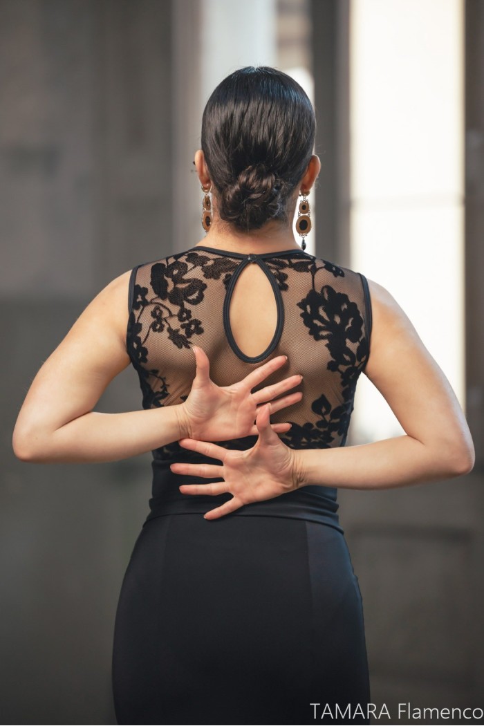 Body/Camiseta flamenca MUJER modelo Body Ornato - Tul elastico con Terciopelo Body/Camiseta flamenca MUJER modelo Body Ornato - Tul elastico con Terciopelo