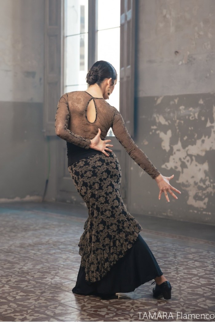 Maillot, body et haut de flamenco FEMME modèle Body Lustre - Tulle et velours 