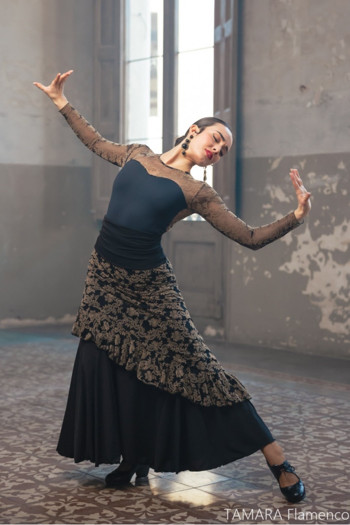 Maillot, body et haut de flamenco FEMME modèle Body Lustre - Tulle et velours 