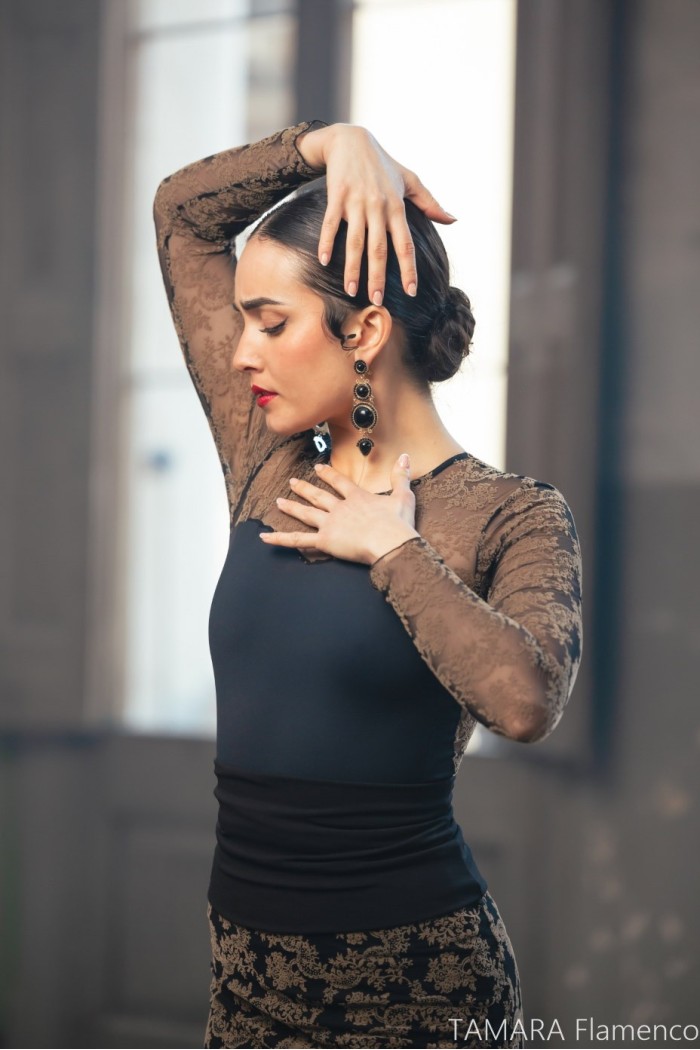  Body/Camiseta flamenca MUJER model Body Lustre - Tulle and velvet 