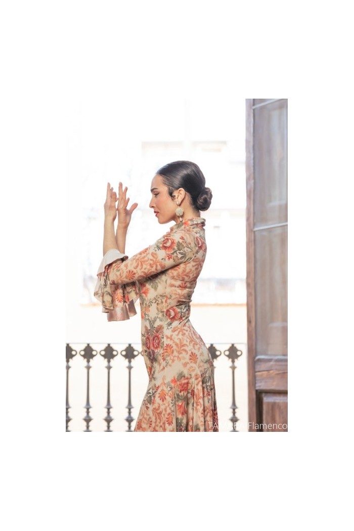 Robes flamenco FEMME modèle Robe Amelia - Tricot élastique Imprimé Imprimé floral coloré