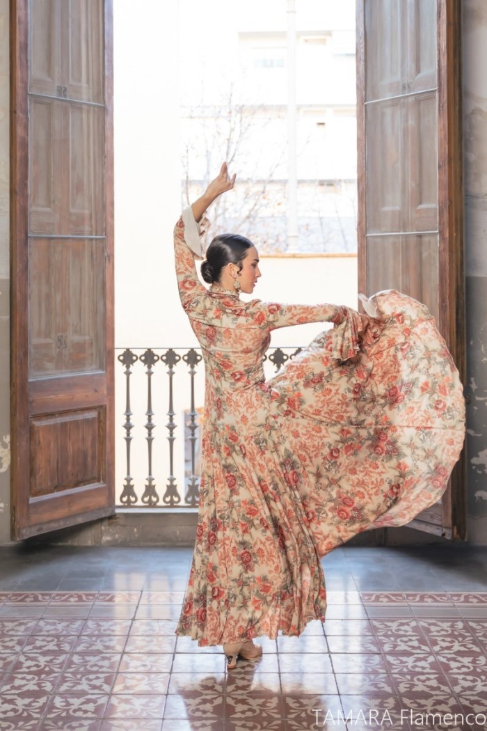 Flamenco dresses WOMAN model Amelia Dress - Elastic point Printed Colourful floral print Flamenco dresses WOMAN model Amelia Dress - Elastic point Printed Colourful floral print