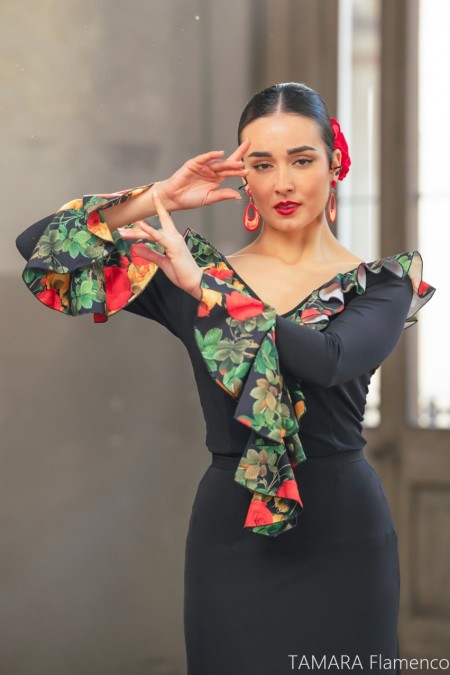 Body/Camiseta flamenca MUJER modelo Top Lola Floral - Viscosa y crep 