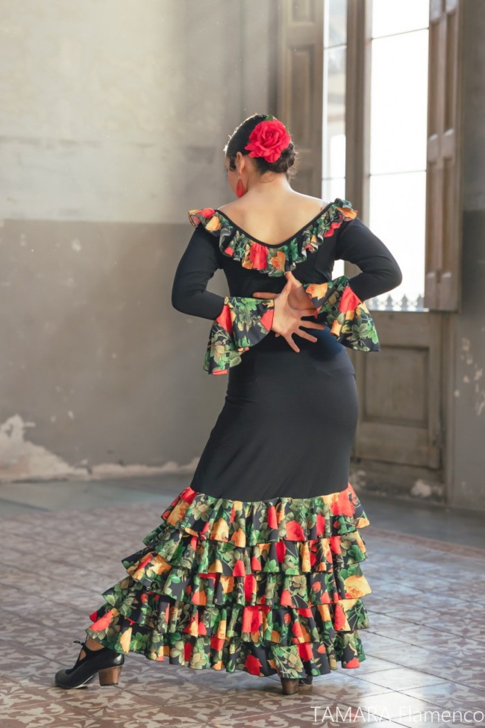 Jupes flamenco FEMME modèle Jupe flamenco Zagala - Tricot élastique et crêpe 