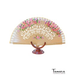 Abanicos y Pericones modelo Abanico español pintado (23 cm) - Diseño 1 Burdeos