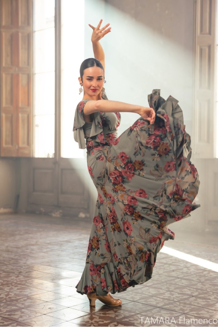 Flamenco dresses WOMAN model Olas Dress - Elastic point Printed Colourful floral print Flamenco dresses WOMAN model Olas Dress - Elastic point Printed Colourful floral print