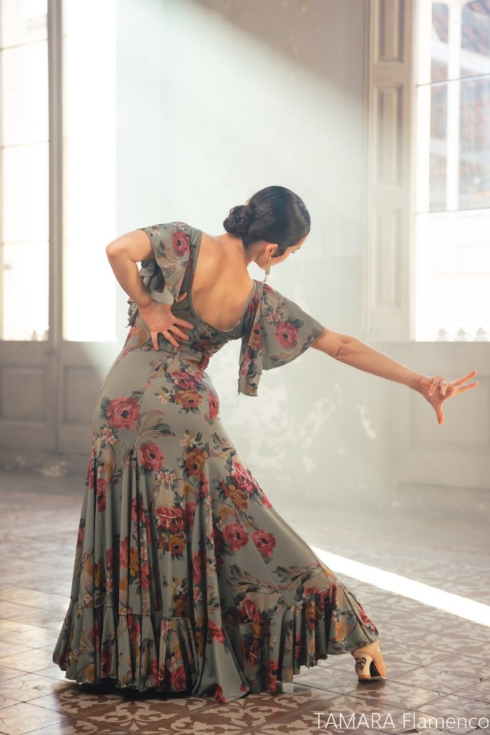  Flamenco dresses WOMAN model Olas Dress - Elastic point Printed Colourful floral print