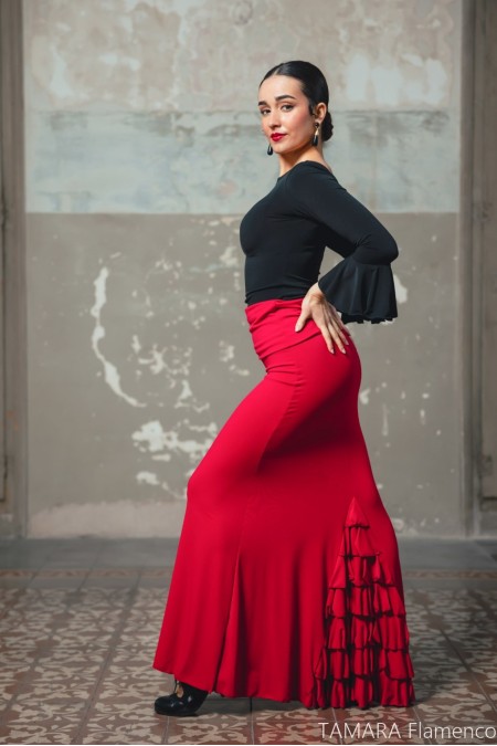  Flamenco skirts WOMAN model Flamenco skirt Andujar skirt - Elastic knit scarlet red