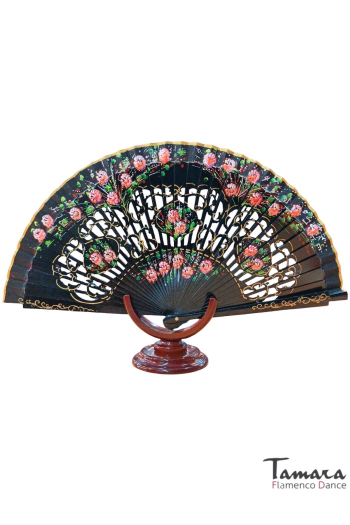  Spanish fans model Painted Spanish fan (23 cm) - Design 4 Black