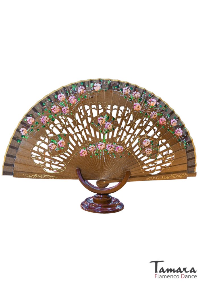 Eventails modèle Eventail espagnol peint (23 cm) - Modèle 4 Vert Bouteille