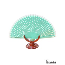 Eventails modèle Eventail flamenco (19 cm) - peint à la main, à pois blancs Violet