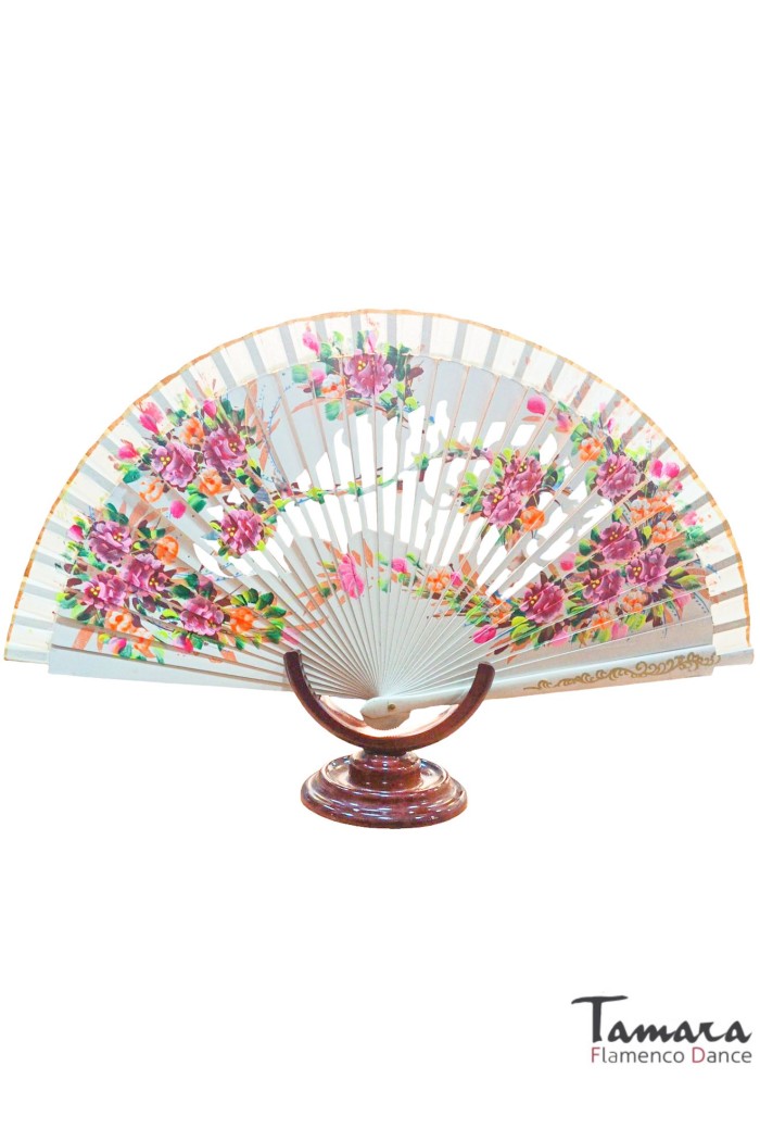 Abanicos y Pericones modelo Abanico español pintado (23 cm) - Diseño 2 Negro