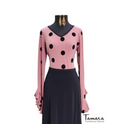 Outlet Vestuario flamenco modelo Camiseta Tanguera - Lunares terciopelo Punto elástico 