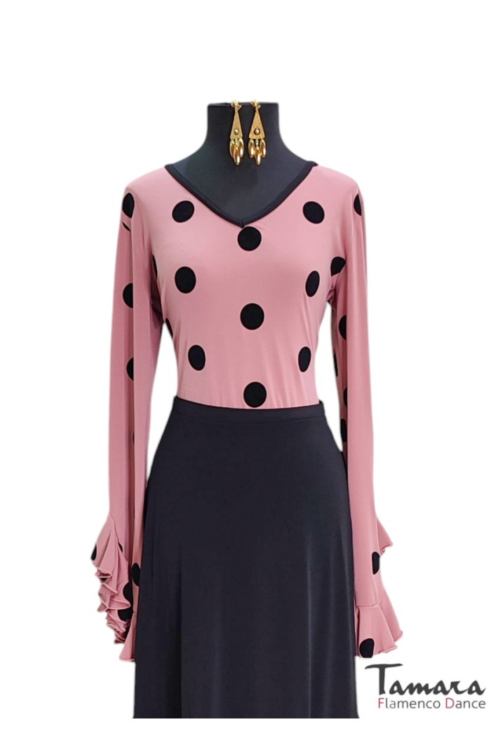 Outlet Vestuario flamenco modelo Camiseta Tanguera - Lunares terciopelo Punto elástico 