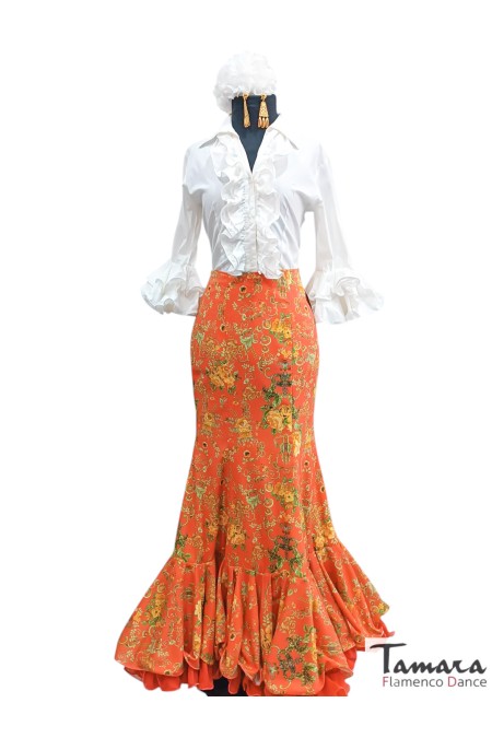 Faldas flamencas y Rocieras Roal modelo Falda flamenca - Naranja flores Naranja
