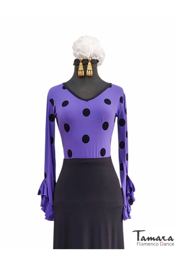 Outlet Vestuario flamenco modelo Camiseta Tanguera - Lunares terciopelo Punto elástico 