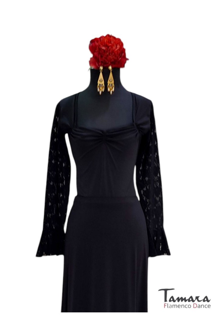 Outlet Vestuario flamenco modelo Camiseta Jabera - Punto elástico y encaje Negro