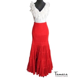 Jupes Flamenco et Rocieras Roal modèle Romero jupe flamenco plumeti rouge 