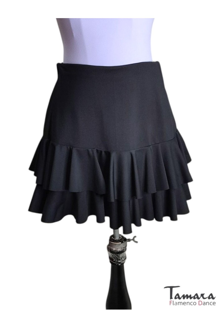 Outlet Baile de salon modelo Falda Lycra negra volantes baile Talla 38/40 