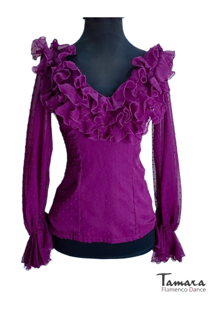 Blouses de flamenco Roal modèle Blouse flamenca Diana Pourpre