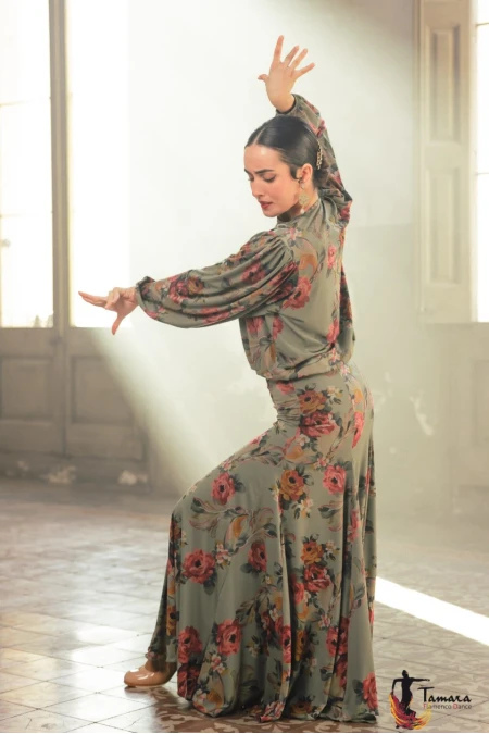  Flamenco skirts WOMAN model Flamenco skirt Mirella skirt - Elastic knit print white polka dot print