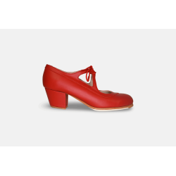Chaussures professionnelles de flamenco modèle Chaussures de flamenco Candor - Rouge - Cuir - Même matériau et couleur - Cubano 5 cm - Largeur Spécial Rouge