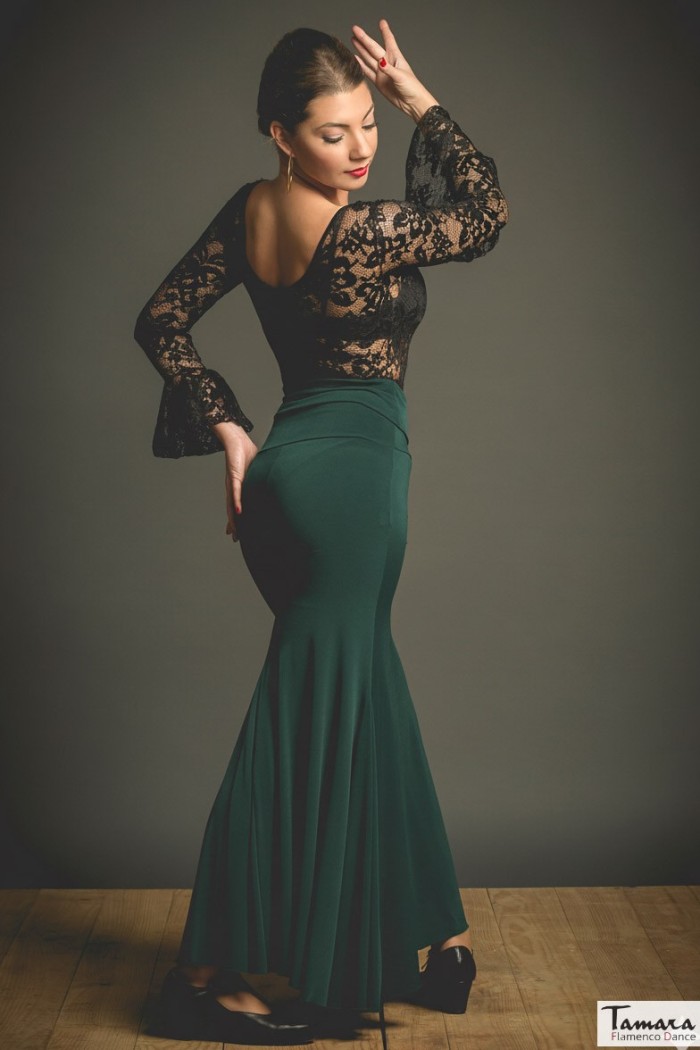  Flamenco skirts WOMAN model Flamenco skirt Mirella skirt - Elastic knit Dark Green