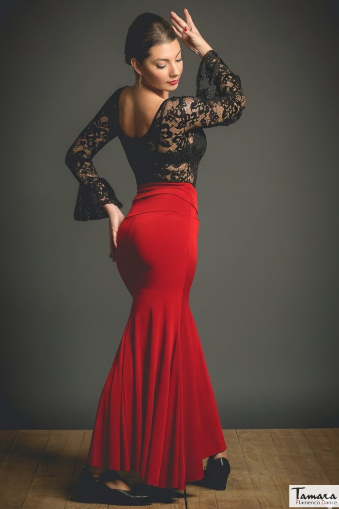  Flamenco skirts WOMAN model Flamenco skirt Mirella skirt - Elastic knit Red