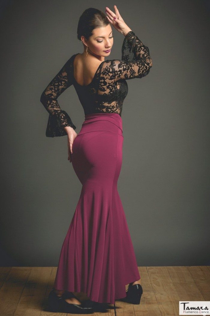 Faldas flamencas MUJER modelo Falda flamenco Mirella - Punto elástico Frambuesa oscuro